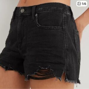 Aerie Daydream Black Frayed Jean Shorts